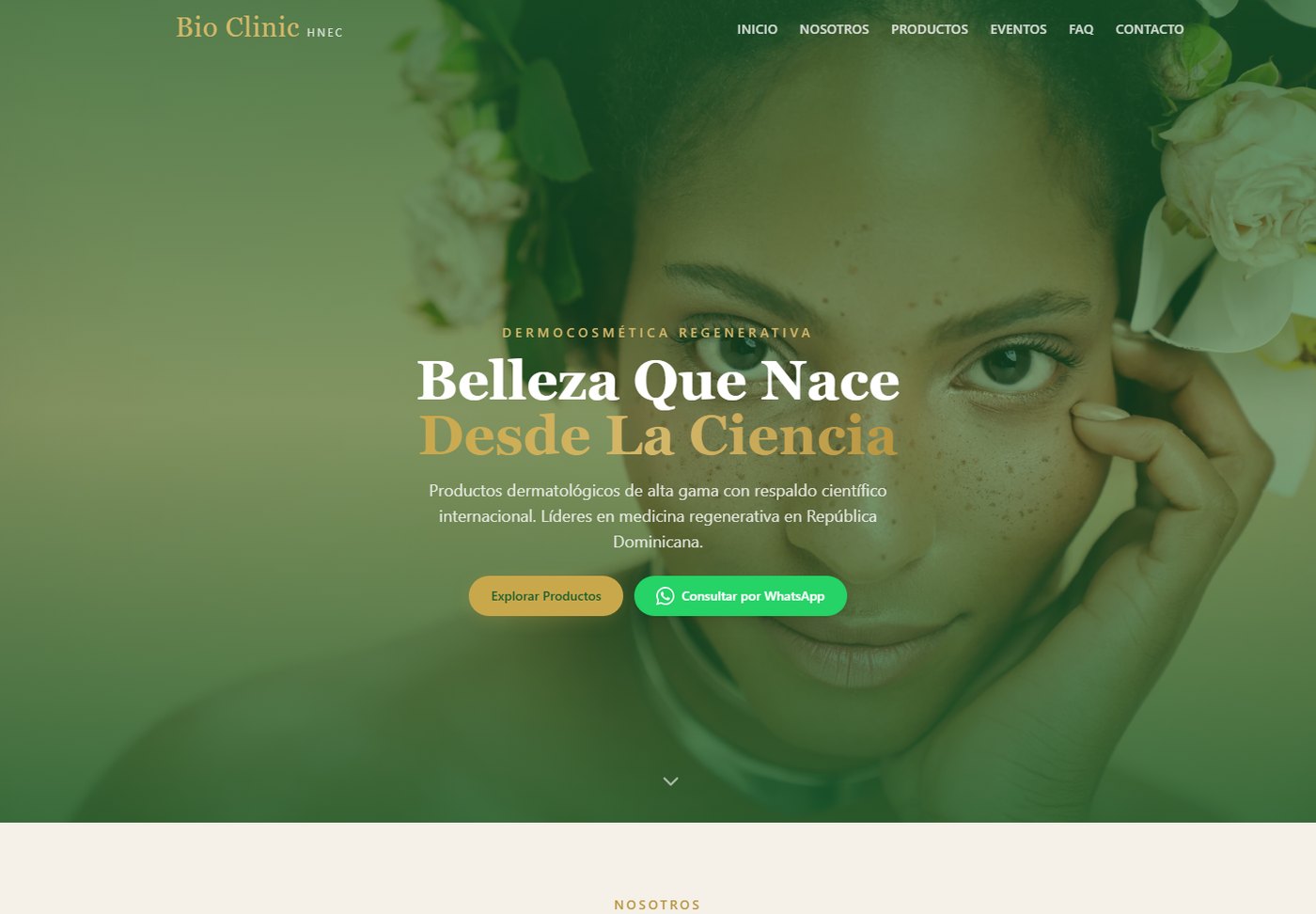 Website Bio Clinic — dermocosmética regenerativa