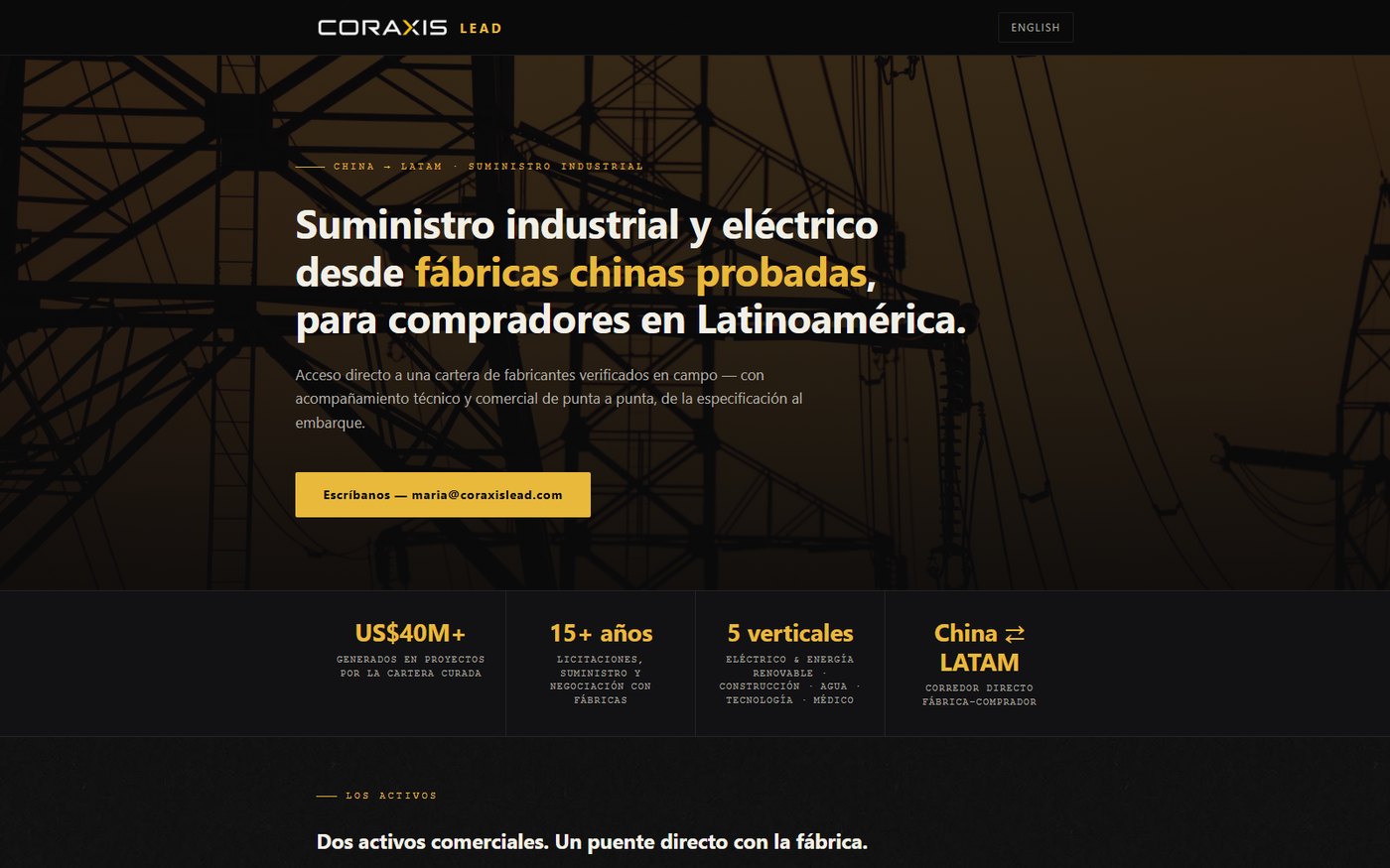Website Coraxis Lead — sourcing industrial China–LATAM