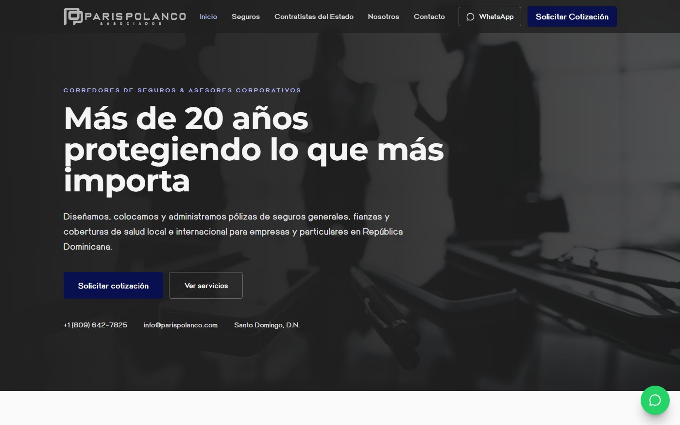 Website París Polanco y Asociados — corredores de seguros